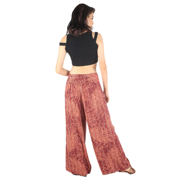 Flower Women Palazzo Pants in Burgundy PP0076 020194 10