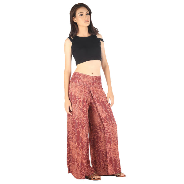 Flower Women Palazzo Pants in Burgundy PP0076 020194 10