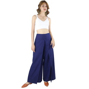 Solid Color Bamboo Cotton Palazzo Pants in Navy PP0076 140000 03