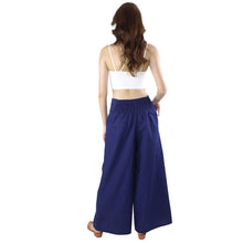 Load image into Gallery viewer, Solid Color Bamboo Cotton Palazzo Pants in Navy PP0076 140000 03