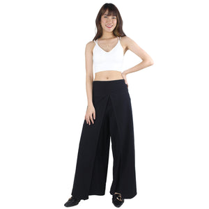Solid Color Cotton Palazzo Pants in Black  PP0076 010000 10