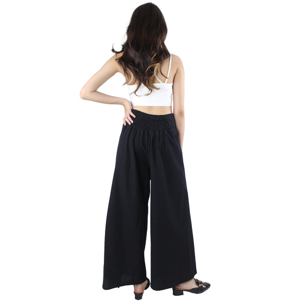 Solid Color Cotton Palazzo Pants in Black  PP0076 010000 10