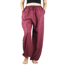 Load image into Gallery viewer, Solid Color Unisex Drawstring Genie Pants in Burgundy PP0110 020000 15