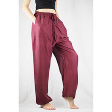 Load image into Gallery viewer, Solid Color Unisex Drawstring Genie Pants in Burgundy PP0110 020000 15