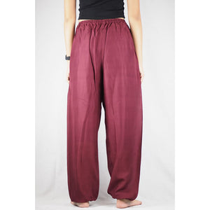 Solid Color Unisex Drawstring Genie Pants in Burgundy PP0110 020000 15