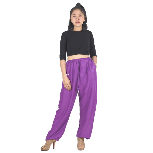 Solid Color Unisex Drawstring Genie Pants in Violet PP0110 020000 14