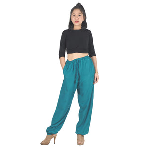 Solid Color Unisex Drawstring Genie Pants in Teal PP0110 020000 17