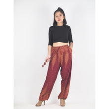 Load image into Gallery viewer, Peacock Feather Dream Unisex Drawstring Genie Pants in Red PP0110 020015 01