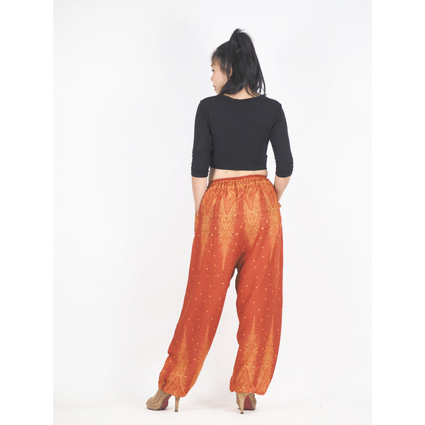 Peacock Feather Dream Unisex Drawstring Genie Pants in Orange PP0110 020015 03
