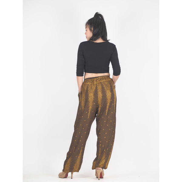 Peacock Feather Dream Unisex Drawstring Genie Pants in Brown PP0110 020015 08