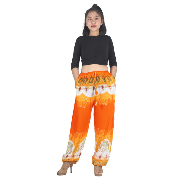 Solid Top Elephant Unisex Drawstring Genie Pants in Orange PP0110 020017 03