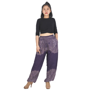 Floral mandala Unisex Drawstring Genie Pants in Purple PP0110 020036 01