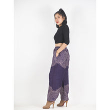 Load image into Gallery viewer, Floral mandala Unisex Drawstring Genie Pants in Purple PP0110 020036 01
