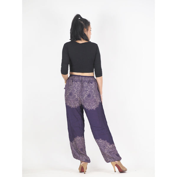 Floral mandala Unisex Drawstring Genie Pants in Purple PP0110 020036 01