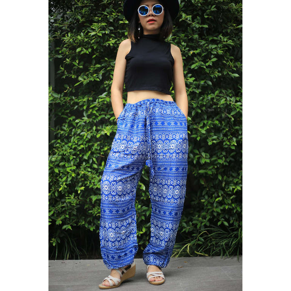 Hilltribe strip Unisex Drawstring Genie Pants in Bright Navy PP0110 020049 02