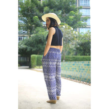 Load image into Gallery viewer, Hilltribe strip Unisex Drawstring Genie Pants in Navy PP0110 020049 03