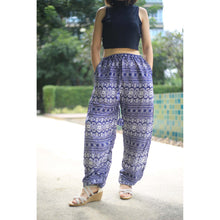 Load image into Gallery viewer, Hilltribe strip Unisex Drawstring Genie Pants in Navy PP0110 020049 03