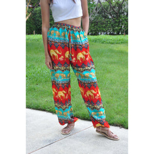 Indian elephant Unisex Drawstring Genie Pants in Red PP0110 020056 03