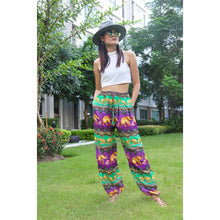 Load image into Gallery viewer, Indian elephant Unisex Drawstring Genie Pants in Purple PP0110 020056 04