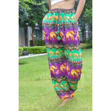 Load image into Gallery viewer, Indian elephant Unisex Drawstring Genie Pants in Purple PP0110 020056 04