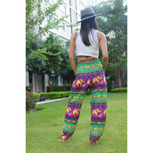 Load image into Gallery viewer, Indian elephant Unisex Drawstring Genie Pants in Purple PP0110 020056 04