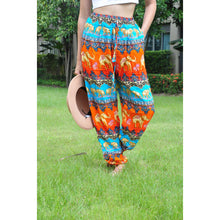 Load image into Gallery viewer, Indian elephant Unisex Drawstring Genie Pants in Orange PP0110 020056 05