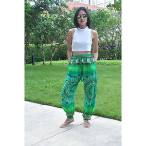 Tribal dashiki Unisex Drawstring Genie Pants in Green PP0110 020060 02