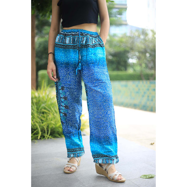 Tribal dashiki Unisex Drawstring Genie Pants in Blue PP0110 020060 04