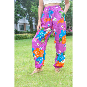 Painted flower Unisex Drawstring Genie Pants in Purple PP0110 020062 04