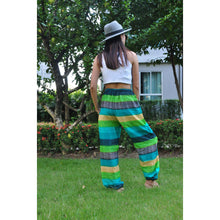 Load image into Gallery viewer, Funny Stripes Unisex Drawstring Genie Pants in Green PP0110 020063 02