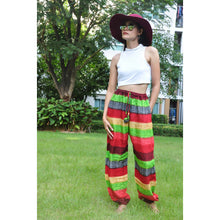 Load image into Gallery viewer, Funny Stripes Unisex Drawstring Genie Pants in Red PP0110 020063 03