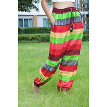 Load image into Gallery viewer, Funny Stripes Unisex Drawstring Genie Pants in Red PP0110 020063 03