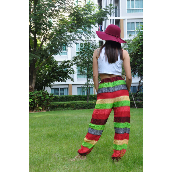 Funny Stripes Unisex Drawstring Genie Pants in Red PP0110 020063 03