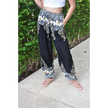 Load image into Gallery viewer, Flower chain Unisex Drawstring Genie Pants in Black PP0110 020064 03