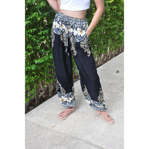 Flower chain Unisex Drawstring Genie Pants in Black PP0110 020064 03