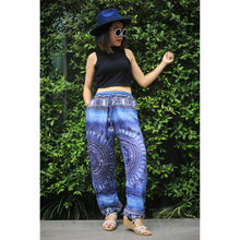 Load image into Gallery viewer, Tribal dashiki Unisex Drawstring Genie Pants in Navy PP0110 020066 03