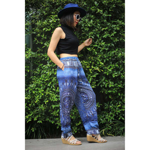 Tribal dashiki Unisex Drawstring Genie Pants in Navy PP0110 020066 03