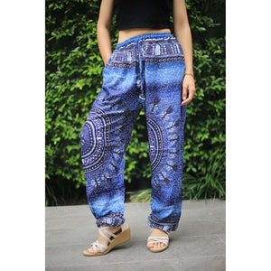 Tribal dashiki Unisex Drawstring Genie Pants in Navy PP0110 020066 03