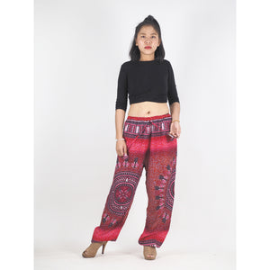 Tribal dashiki Unisex Drawstring Genie Pants in Red PP0110 020066 04