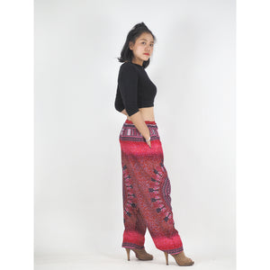 Tribal dashiki Unisex Drawstring Genie Pants in Red PP0110 020066 04