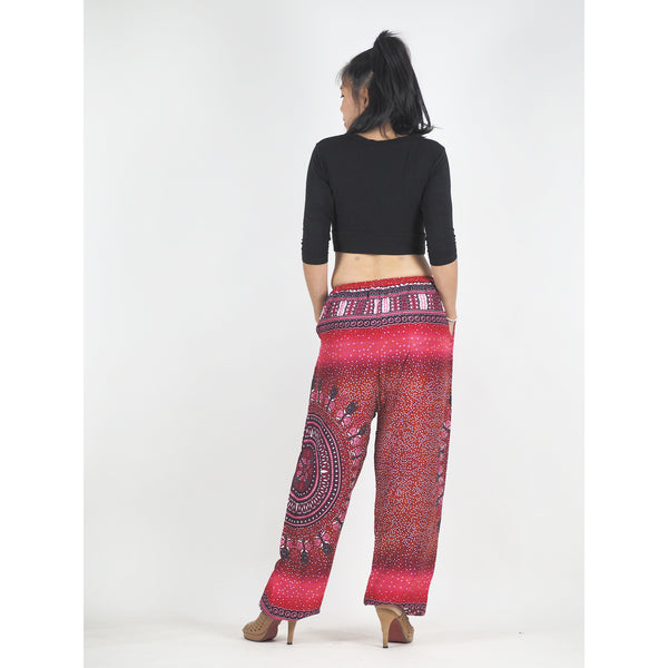 Tribal dashiki Unisex Drawstring Genie Pants in Red PP0110 020066 04