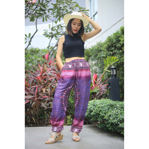 Tribal dashiki Unisex Drawstring Genie Pants in Purple PP0110 020066 06