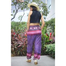 Load image into Gallery viewer, Tribal dashiki Unisex Drawstring Genie Pants in Purple PP0110 020066 06