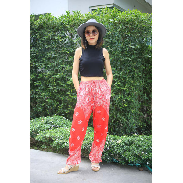 Flower drops Unisex Drawstring Genie Pants in Red PP0110 020070 05