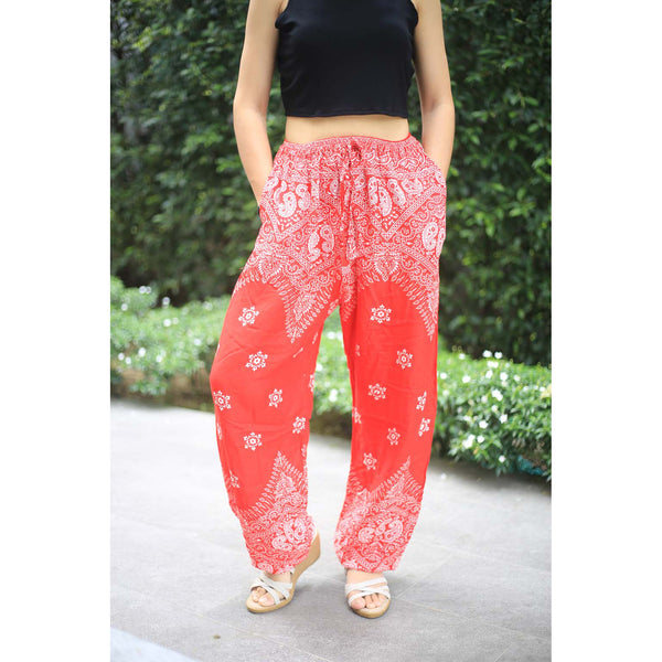 Flower drops Unisex Drawstring Genie Pants in Red PP0110 020070 05