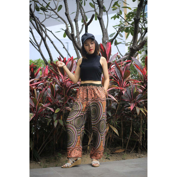 Abstract mandala Unisex Drawstring Genie Pants in Green PP0110 020075 05