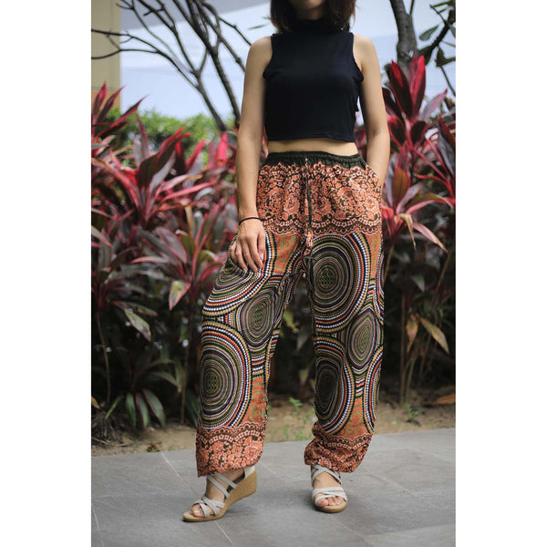 Abstract mandala Unisex Drawstring Genie Pants in Green PP0110 020075 05