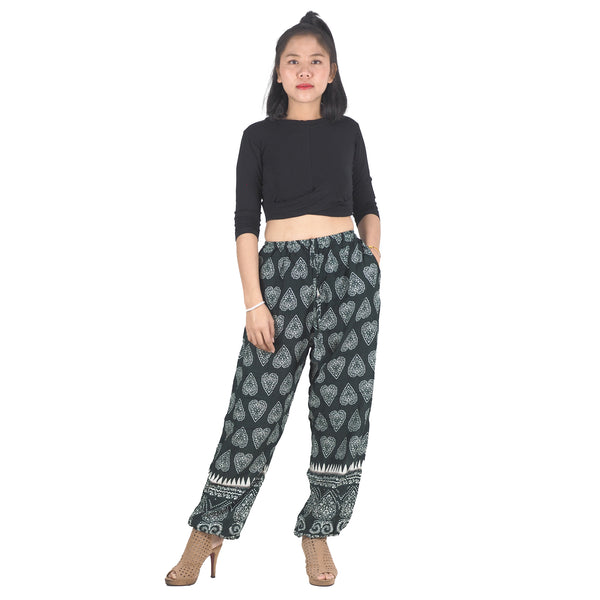 Lovely Heart Unisex Drawstring Genie Pants in Green PP0110 020078 04