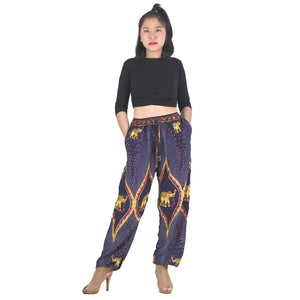 Diamond Elephant Unisex Drawstring Genie Pants in Purple PP0110 020079 01