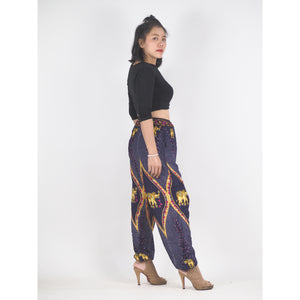 Diamond Elephant Unisex Drawstring Genie Pants in Purple PP0110 020079 01